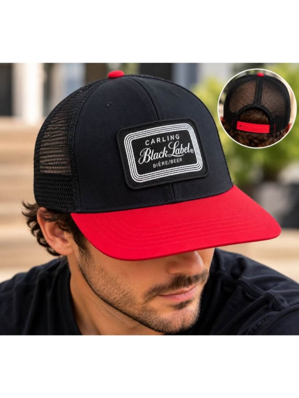 Carling Black Label Red Black Trucker Snapback Hat NWOT